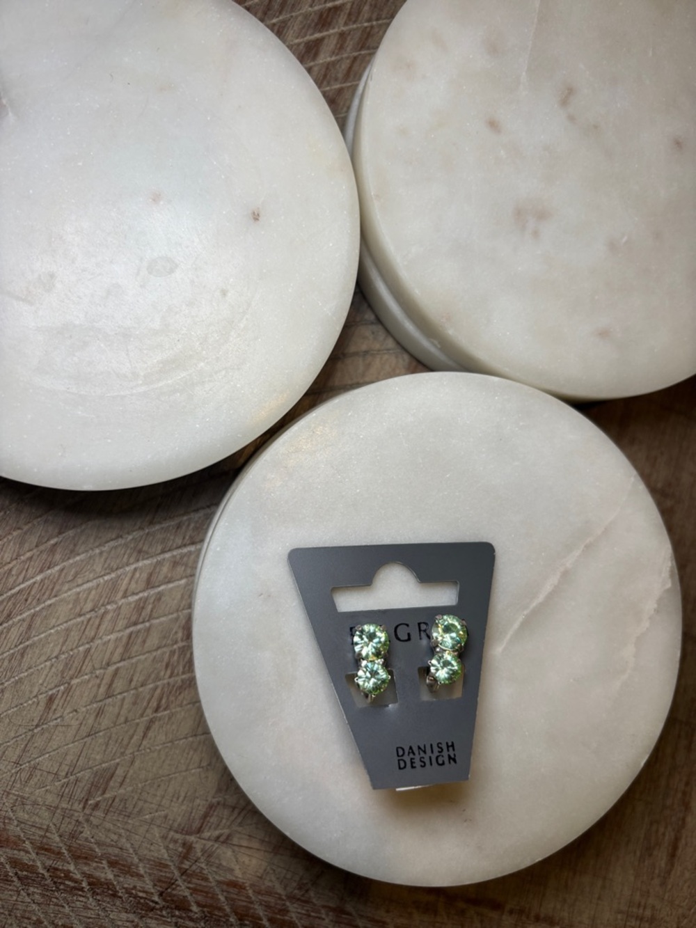 187 PILGRIM Danish Design Light Green Crystal Stud Earrings